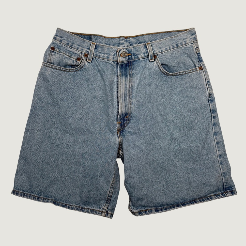 Levis 550 Relaxed Fit Denim Shorts Mens 36 Light Wash Blue Cotton 00s Vintage